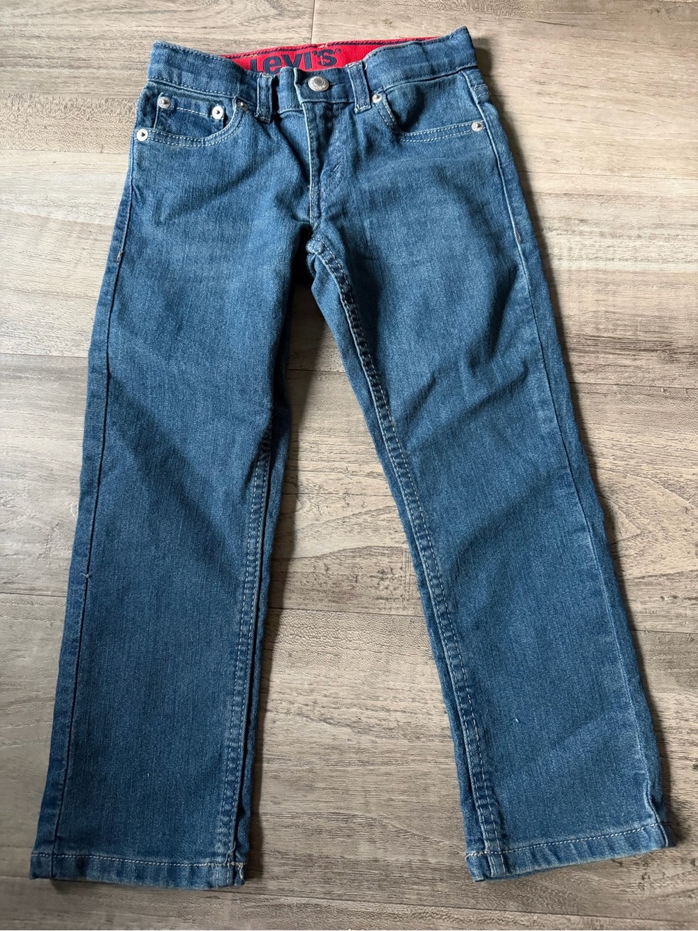 Levi's Blue Kids Straight-Leg Jeans with Red Waistband